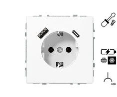 Kištukinis lizdas ir USB A+C kroviklis LIREGUS MODERN,balta