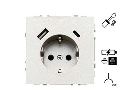 Kištukinis lizdas ir USB A+C kroviklis LIREGUS MODERN,šamp.