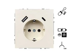 Kištukinis lizdas ir USB A+C kroviklis LIREGUS MODERN,smėlio