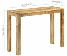 Konsolinis staliukas, 110x35x76cm, neapdorota mango mediena