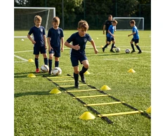 Koordinacijos ir vikrumo kopėčios pratimams 6 m, futbolo treniruočių rinkinys su kūgiais ir krepšiu, MOVEPRO