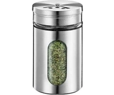 Küchenprofi - Stainless Steel Spice Container with Window and 3 Dispensing Sieves 8x5 cm