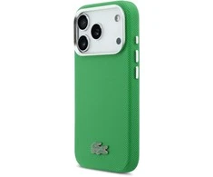 Lacoste Iconic Petit Pique Metal Logo MagSafe dėklas skirtas Apple iPhone 17 Pro žalios spalvos