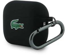 Lacoste Liquid Silicone Croc Logo dėklas skirtas Apple AirPods Pro 3 juodos spalvos