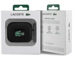 Lacoste Liquid Silicone Croc Logo dėklas skirtas AirPods Pro 2 juodos spalvos