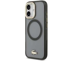 Lacoste PC/TPU Frosted Finish Gold Logo MagSafe dėklas skirtas Apple iPhone 17 juodos spalvos
