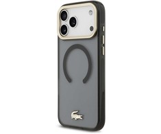 Lacoste PC/TPU Frosted Finish Gold Logo MagSafe dėklas skirtas Apple iPhone 17 Pro Max juodos spalvos