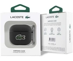 Lacoste Petit Pique Croc Logo Patch dėklas skirtas AirPods 4 juodos spalvos
