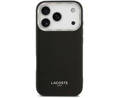 Lacoste PU Leather Champs Elysees MagSafe dėklas skirtas Apple iPhone 17 Pro juodos spalvos