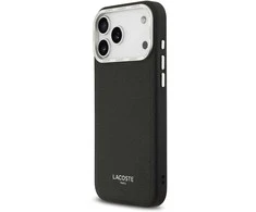 Lacoste PU Leather Champs Elysees MagSafe dėklas skirtas Apple iPhone 17 Pro Max juodos spalvos