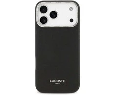 Lacoste PU Leather Champs Elysees MagSafe dėklas skirtas Apple iPhone 17 Pro Max juodos spalvos