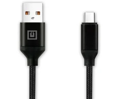 Laidas REAL-EL Premium USB A – C tipo, audinio, juodos spalvos, 2 m, tekstilinis