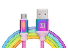 Laidas REAL-EL Premium USB A – Micro USB Rainbow 1m, vaivorykštės spalvos