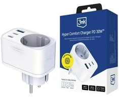 3Mk apsaugos priedai - 3mk komfortiškas įkroviklis GaN 30W QC PD PPS 2C1A1S Baltas