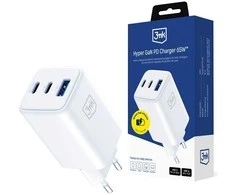3Mk apsaugos priedai - 3mk Hyper GaN įkroviklis 65W QC4+ PD PPS USB 1A2C Baltas EU