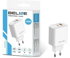 Laidinis įkroviklis Beline 45W USB-A/USB-C BLN2CW45 baltos spalvos