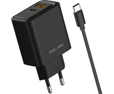 Laidinis įkroviklis Beline 45W USB-A/USB-C + cable USB-C BLN2CB45C juodos spalvos
