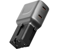 Laidinis įkroviklis Energea TravelGo Adapteris 45 2xUSB-C 45W graphite-juodos spalvos