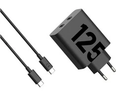 Laidinis įkroviklis Motorola TurboPower 125W Dual 2x USB-C su kabeliu USB-C 1m juodos spalvos