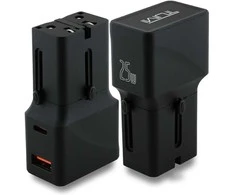 Laidinis įkroviklis TUMI Travel Adapteris 25W USB-C / USB-A juodo spalvos
