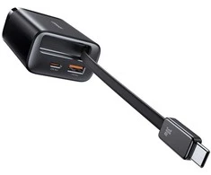 Laidinis įkroviklis USAMS Xiang Series CC296 30W 1xUSB-C 1xUSB-A + USB-C cable juodos spalvos