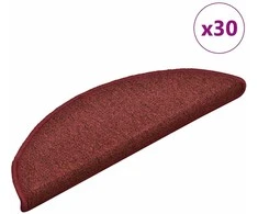 Laiptų kilimėliai, 30 vnt., 56x17x3 cm, bordo spalvos, pusapvaliai