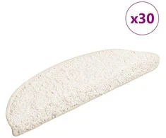 Laiptų kilimėliai, 30 vnt., 56x17x3 cm, balti, pusapvaliai
