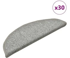 Laiptų kilimėliai, 30 vnt., 56x17x3 cm, šviesiai pilki, pusapvaliai
