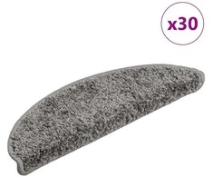 Laiptų kilimėliai, 30 vnt., pilki, 56x17x3 cm, pusapvaliai