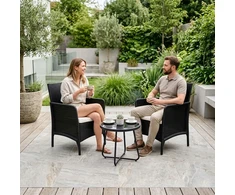 2 sodo fotelių su pagalvėlėmis komplektas, kėdžių komplektas balkonui, terasai, sodui, juodas, „MultiGarden“