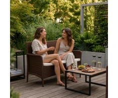 Dvivietė sodo sofa su pagalvėle, suoliukas balkonui, terasai ir sodui, ruda, MultiGarden