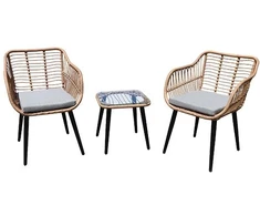 Lauko baldų komplektas Garden Select Rattan sodo baldų komplektas su kėdėmis ir stalu su stikliniu stalviršiu