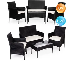 Lauko baldų komplektas Sodo baldų komplektas, stalas, suolas, foteliai, juodas MultiGarden