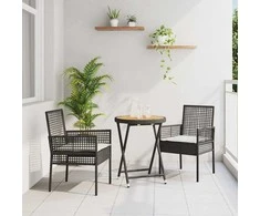 Lauko baldų komplektas Sodo Bistro Rinkinys 3 pcs Juoda poliratanas