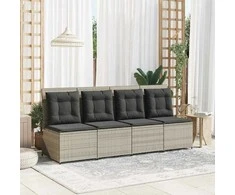 Lauko baldų komplektas Sodo sofa su pagalve Šviesiai pilka poliratanas