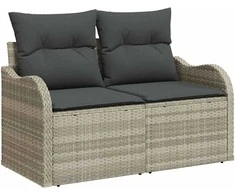 Lauko baldų komplektas Sodo Sofų Rinkinys 3 pcs Šviesiai pilka Poli ratanas