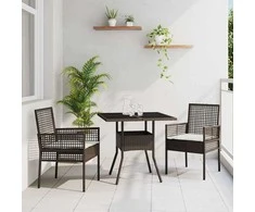 Lauko baldų komplektas Sodo valgomojo komplektas 3 pcs Ruda poliratanas