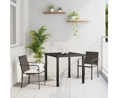 Lauko baldų komplektas Sodo valgomojo komplektas 3 pcs Ruda ir juoda PE ratanas