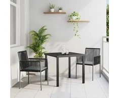 Lauko baldų komplektas Sodo valgomojo komplektas 3 pcs Juoda PE ratanas