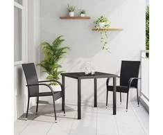 Lauko baldų komplektas Sodo valgomojo komplektas 3 pcs Juoda