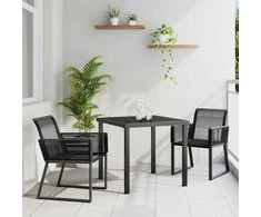Lauko baldų komplektas Sodo valgomojo komplektas 3 pcs Juoda