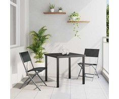 Lauko baldų komplektas Sodo valgomojo komplektas 3 pcs Juoda
