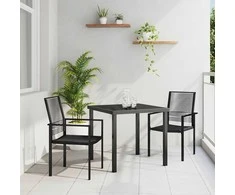 Lauko baldų komplektas Sodo valgomojo komplektas 3 pcs Juoda