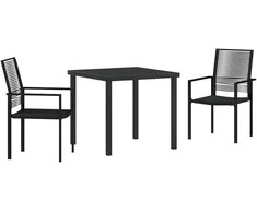 Lauko baldų komplektas Sodo valgomojo komplektas 3 pcs Juoda