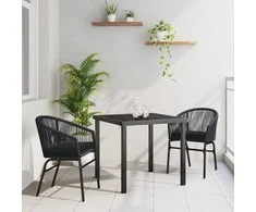 Lauko baldų komplektas Sodo valgomojo komplektas 3 pcs Juoda