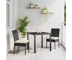 Lauko baldų komplektas Sodo valgomojo komplektas 3 pcs Juoda
