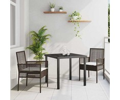 Lauko baldų komplektas Sodo valgomojo komplektas su pagalve 3 pcs Ruda poliratanas