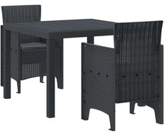 Lauko baldų komplektas Sodo valgomojo komplektas 3 pcs Antracitas Polipropilenas