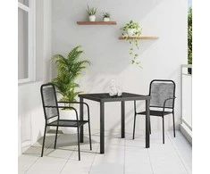 Lauko baldų komplektas Sodo valgomojo komplektas 3 pcs Juoda