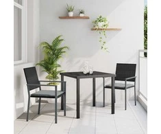 Lauko baldų komplektas Sodo valgomojo komplektas 3 pcs Juoda ir šviesiai pilka